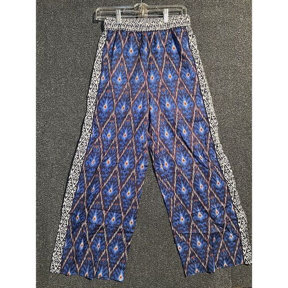 Anthropologie Vale Wide Leg Pants Blue Print Palazzo Size Xs - Picture 1 of 6